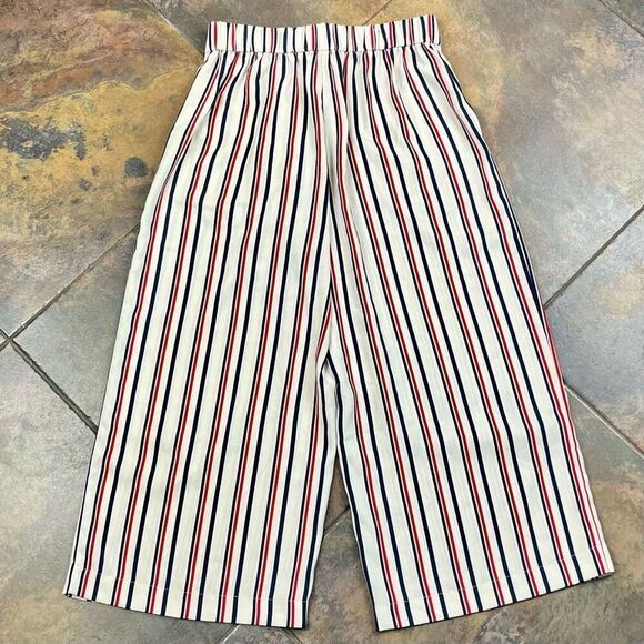 Zara Trafaluc Collection Cropped Wide Leg Striped America Pants Medium - Picture 12 of 12